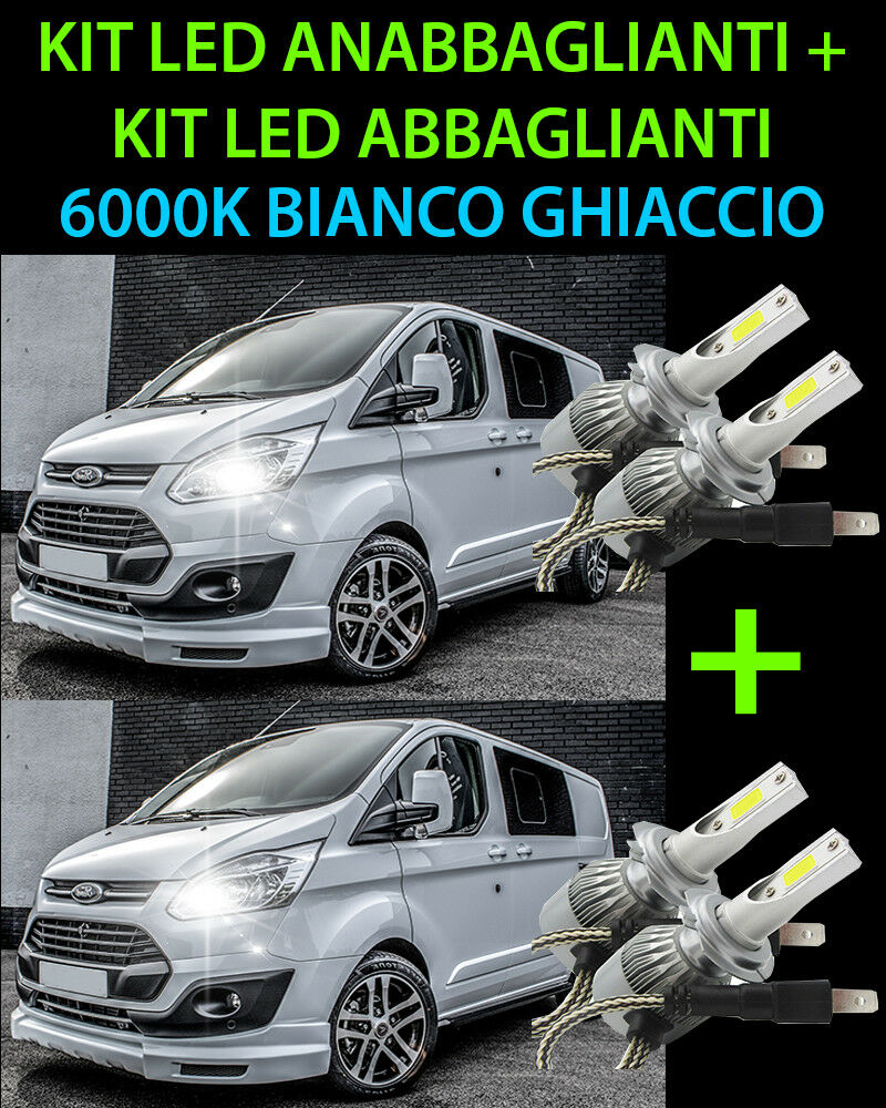 LED HIGH BEAM & LOW BEAM LAMP KIT FOR FORD TRANSIT CUSTOM 2012+ -.