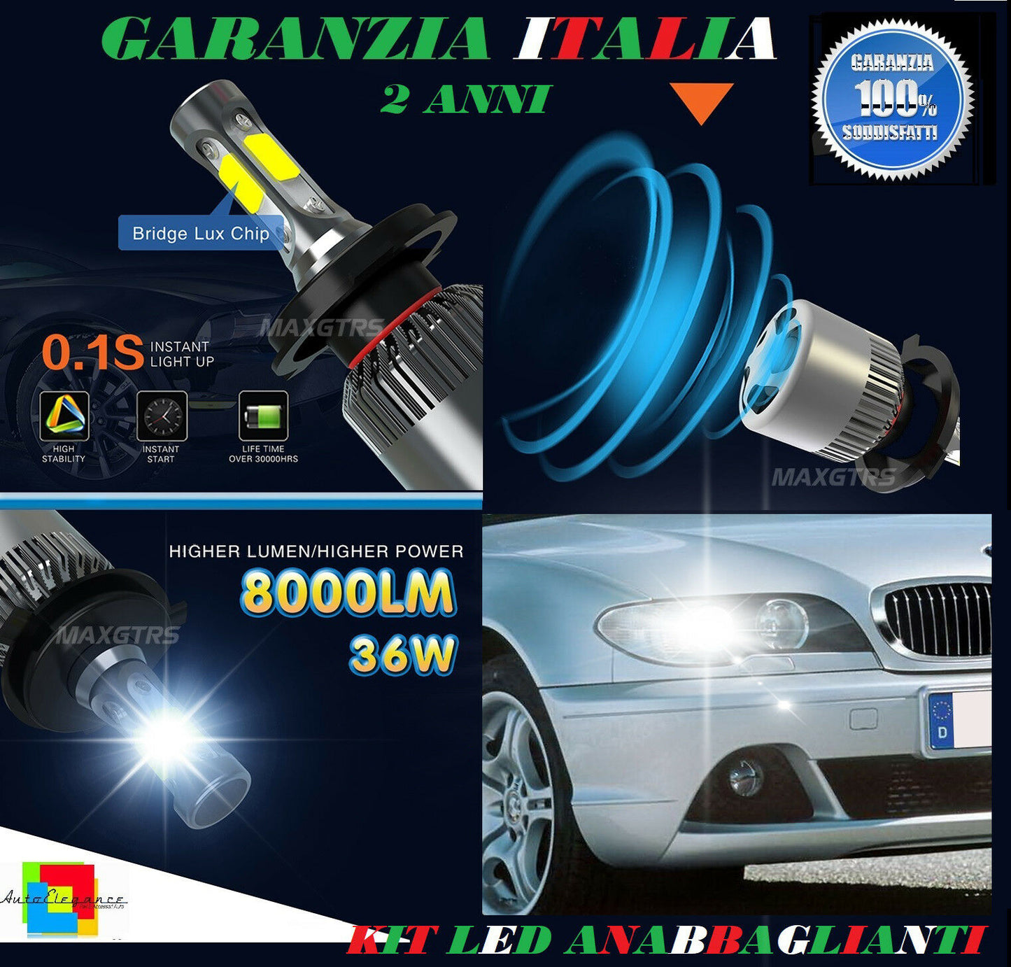 LOW BEAM BULB 36W LED BMW SERIES 3 E46 CABRIO 2000-2007 INSTANT 6000K