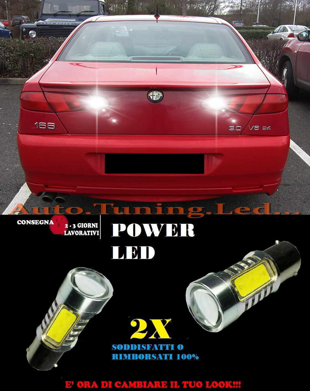 ALFA ROMEO 166 6000K LAMPADE RETROMARCIA A LED P21W BA15 CANBUS NO ERROR AUTOELEGANCERICAMBI
