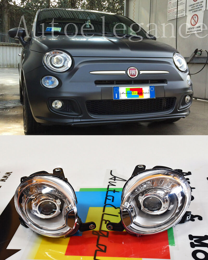 FARI ANTERIORI LENTICOLARI H7 PER FIAT 500 DAL 2007+
