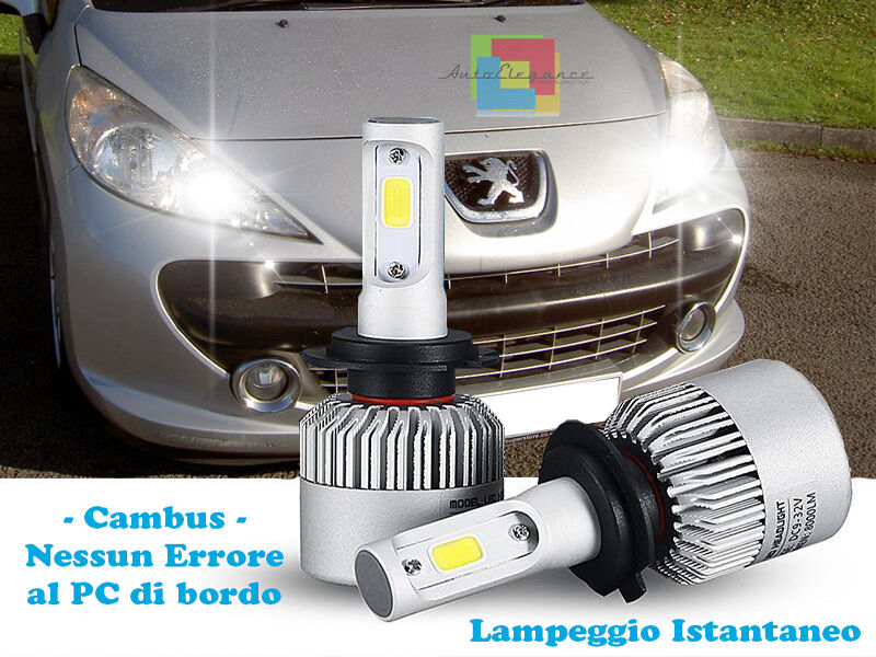 LAMPADE ABBAGLIANTI LED PEUGEOT 207 06+ LAMPEGGIO ISTANTANEO 6000K