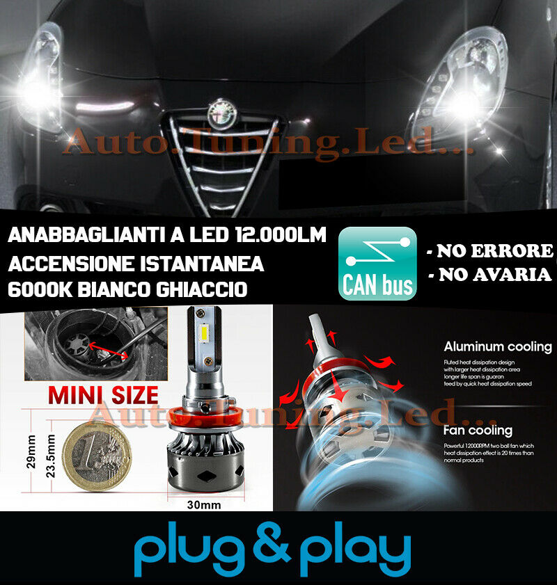 ALFA ROMEO GIULIETTA INSTANT NO FAILURE LED LOW BEAM HEADLIGHTS 12,000LM