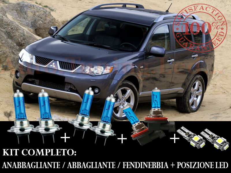 MITSUBISHI OUTLANDER 2006-2012 SET COMPLETO LAMPADE BLU XENON + POSIZIONE A LED