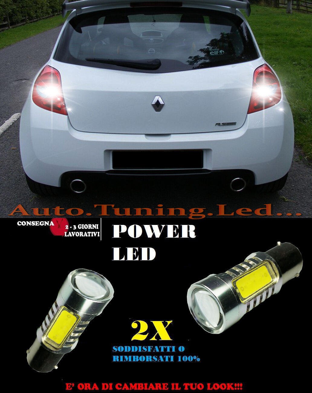 RENAULT CLIO MK3 6000K LAMPADE RETROMARCIA A LED P21W BA15 CANBUS NO ERROR