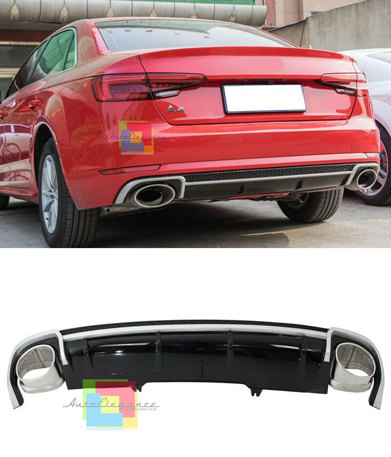 AUDI A4 B9 8W 2016+ AVANT BERLINA SOTTO PARAURTI IN ABS DIFFUSORE POSTERIORE RS4 AUTOELEGANCERICAMBI