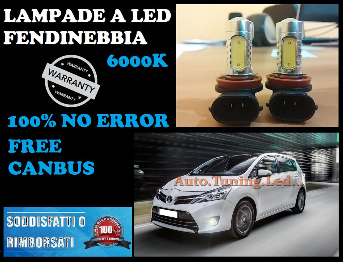 LAMPADE FENDINEBBIA H8 LED CREE RESISTENZA CANBUS 6000K TOYOTA VERSO 2013 IN POI
