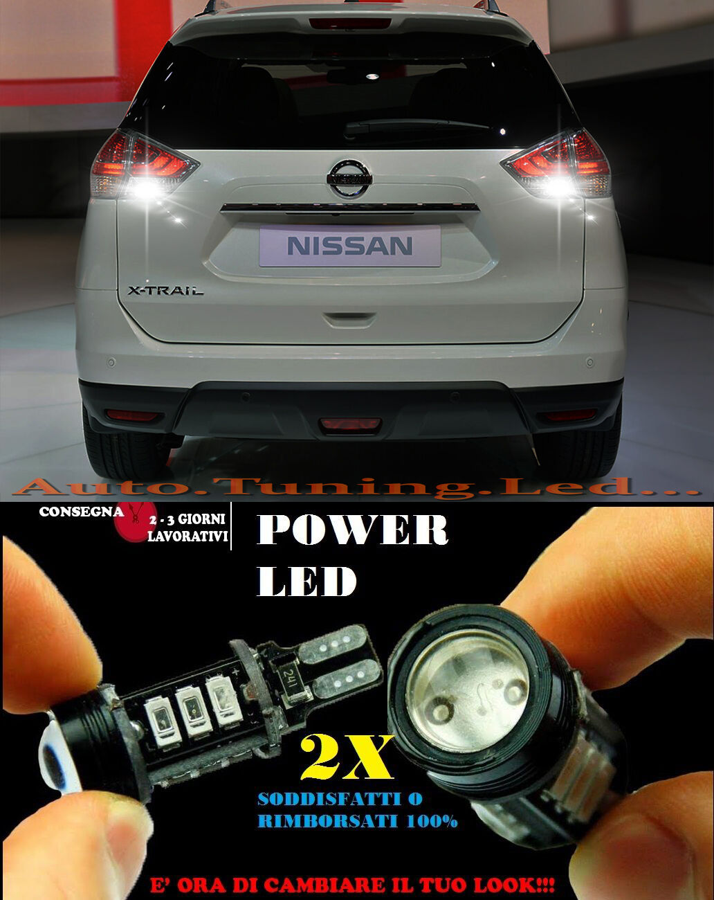 NISSAN X-TRAIL 6000K LAMPADE RETROMARCIA A LED T15 W16W CANBUS NO ERROR