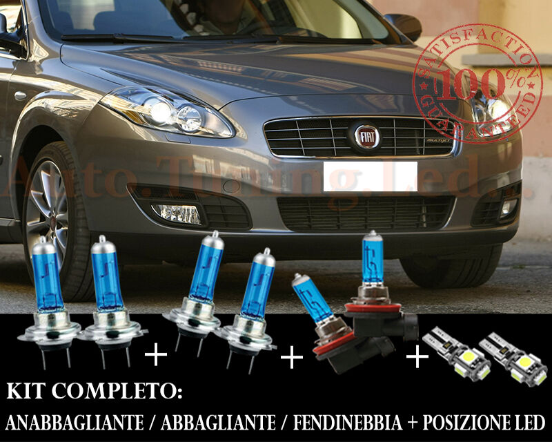 FIAT BRAVO CROMA 05-10 SET COMPLETO LAMPADE BLU XENON + POSIZIONE A LED