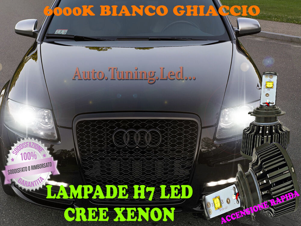 AUDI A6 4F 04-12 LAMPADE H7 CREE XENON ANABBAGLIANTE 6000K BIANCO PURO AUTOELEGANCERICAMBI