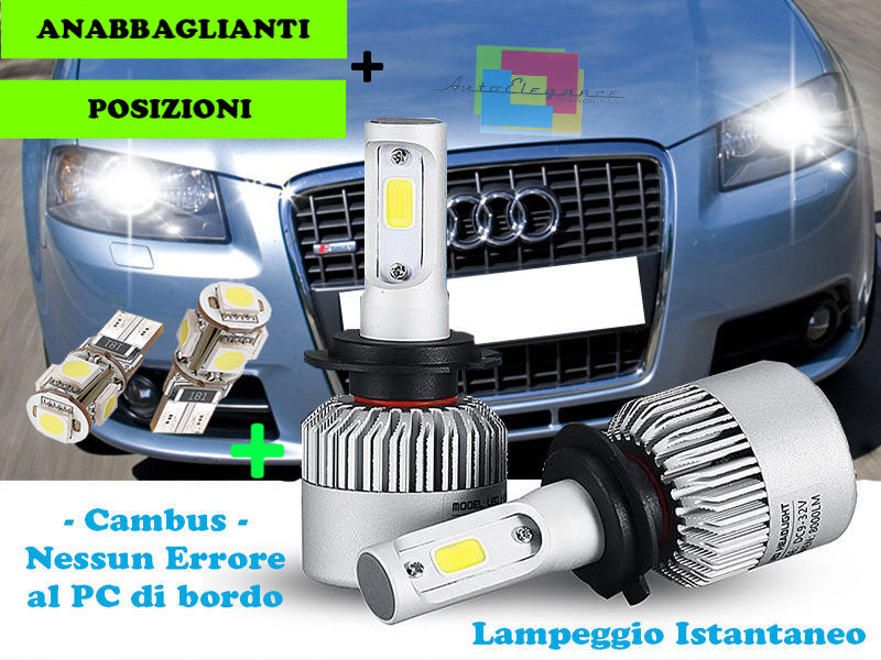 LAMPADE ANABBAGLIANTI CREE LED + T10 POSIZIONI PER AUDI A3 8P 2003-2008
