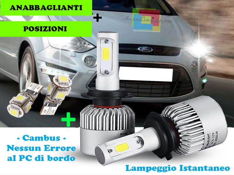 LAMPADE ANABBAGLIANTI CREE LED + T10 POSIZIONI PER FORD S MAX 2006-2014