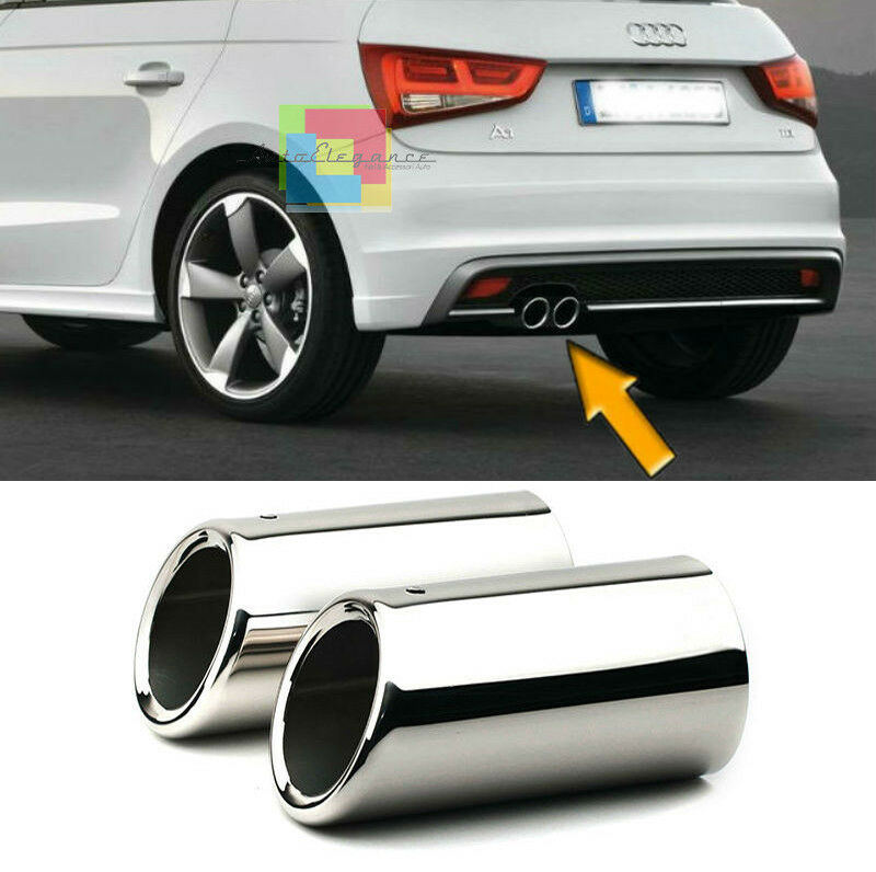 TERMINALI DI SCARICO CROMATI ACCIAIO INOX SLINE LOOK PER AUDI A1 8X 2010 IN POI
