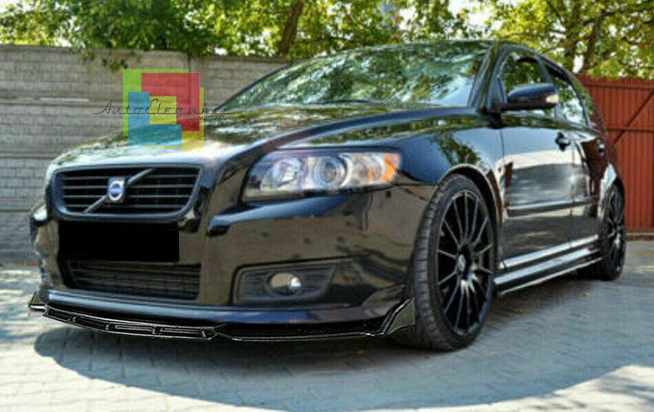 0088 VOLVO V50 SPLITTER PARAURTI ANTERIORE NERO LUCIDO LOOK RS AUTOELEGANCERICAMBI