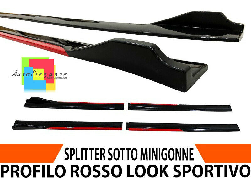 BMW F30 F32 F20 E90 E60 F10 SPLITTER SOTTO MINIGONNE LATERALI SOTTOPORTA SPORTIVI ABS ROSSO AUTOELEGANCERICAMBI