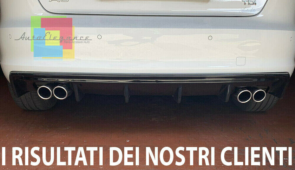 QUATTRO RS3 DIFFUSER FOR AUDI A3 8V 12-15 REAR BUMPER GLOSS BLACK
