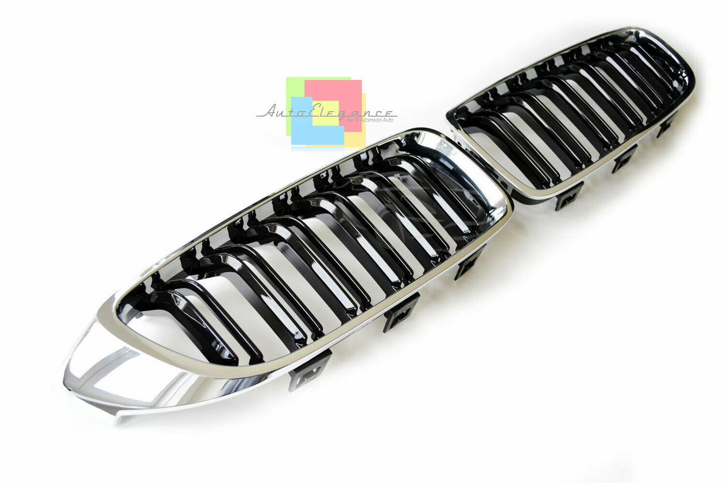 BMW SERIE 4 F32 F33 F36 GRIGLIE ANTERIORI DOPPIA FASCIA M4 BORDO CROMATO MASCHERINE AUTOELEGANCERICAMBI