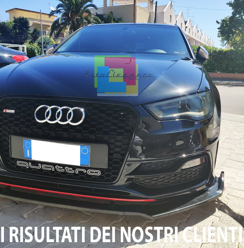 AUDI A3 8V SPORTBACK SLINE SPLITTER SOTTO PARAURTI ANTERIORE NERO LUCIDO LAMA 3P AUTOELEGANCERICAMBI