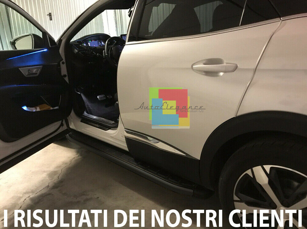 BLACK SIDE STEPS - PEUGEOT 3008 SUV 2016+ NON-SLIP DOOR PADS