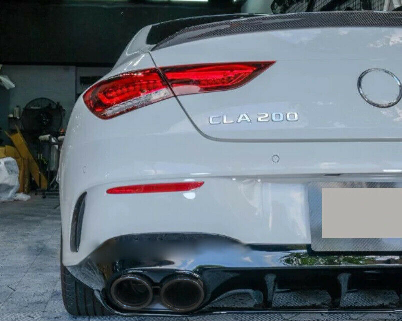 MERCEDES CLA W118 AMG REAR DIFFUSER WITH BLACK STAINLESS STEEL TIPPER A45