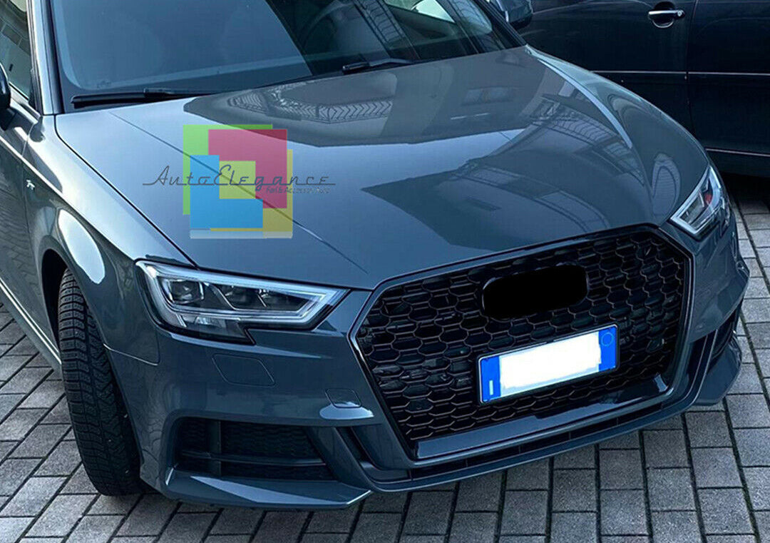 FRONT GRILLE AUDI A3 8V 2017+ RS3 HONEYCOMB BLACK QUATTRO .-