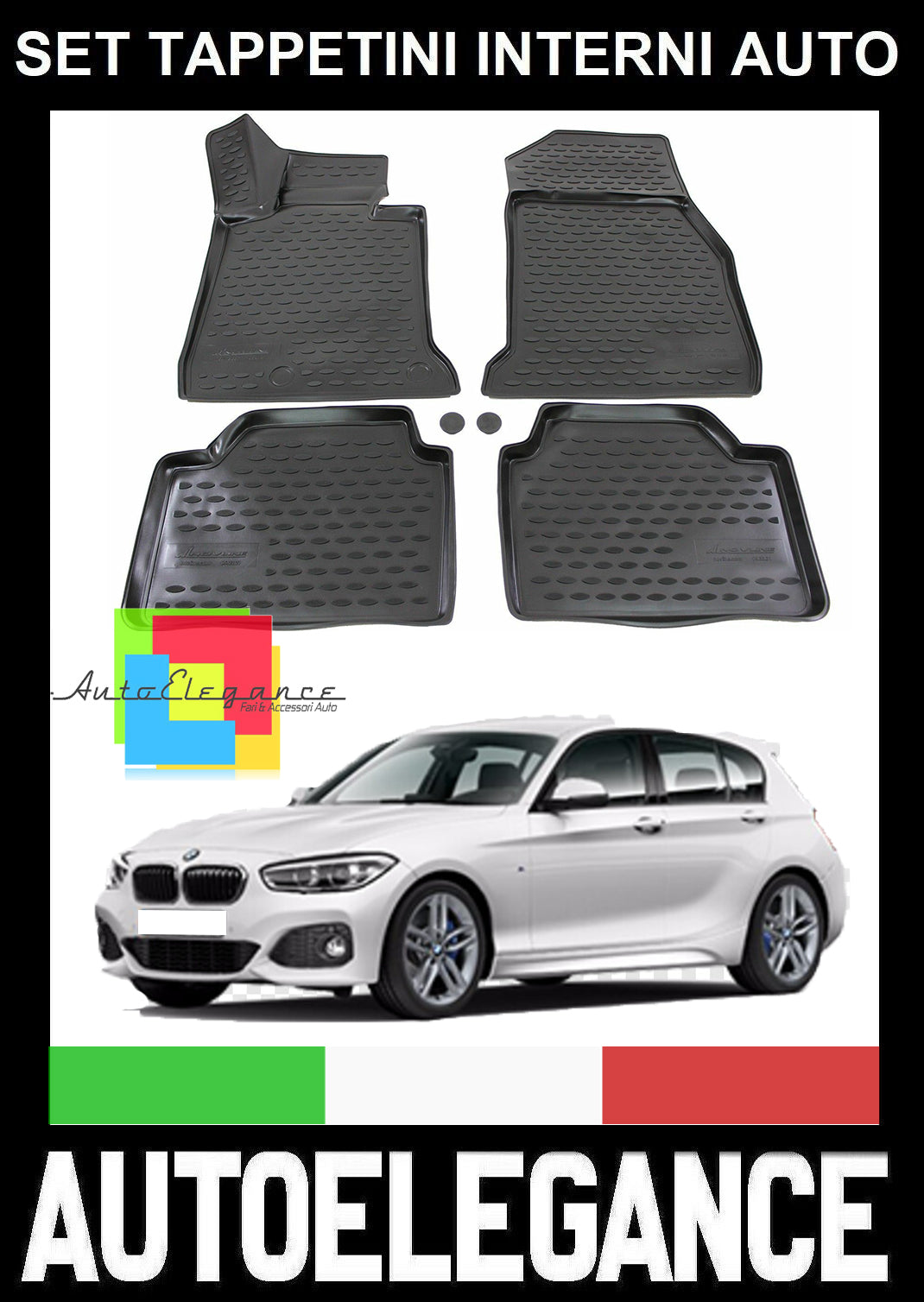 BMW SERIE 1 F20 F21 2011-2019 SET TAPPETINI INTERNI AUTO IN GOMMA SU M