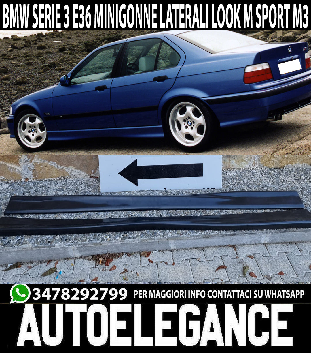 MINIGONNE LATERALI SOTTO PORTA BMW SERIE 3 E36 DESIGN M SPORT ABS