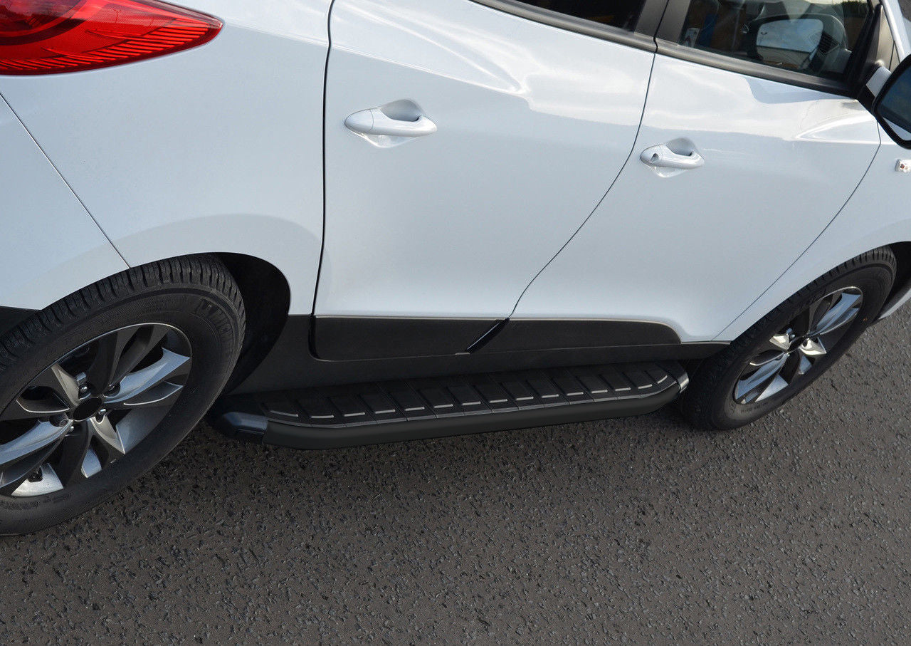 HYUNDAI IX35 2009-2015 PEDANE LATERALI SOTTO PORTA NERE ALLUMINIO