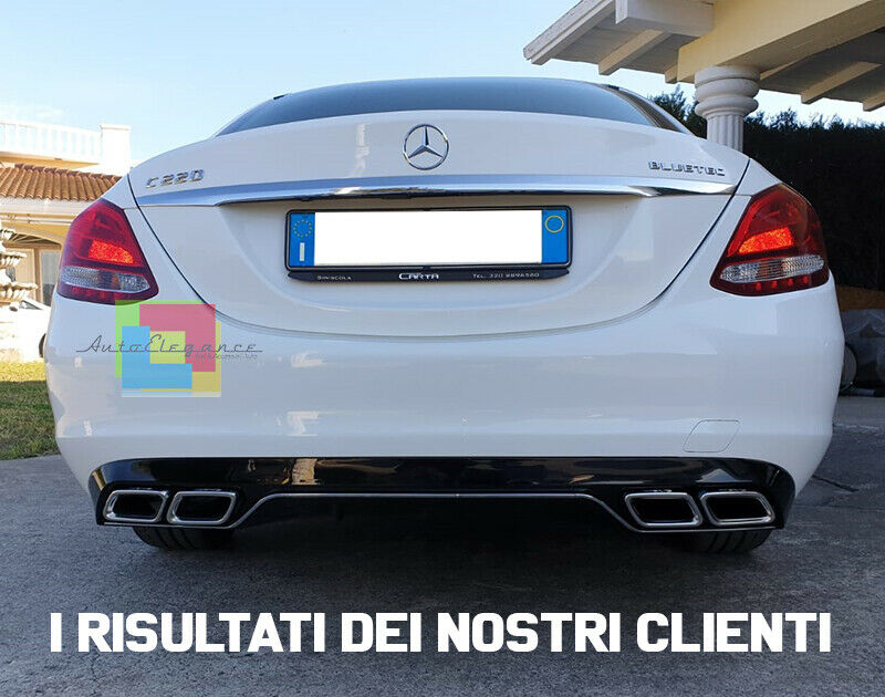 SOTTO PARAURTI MERCEDES CLASSE C W205 DIFFUSORE POSTERIORE AMG + TERMINALI