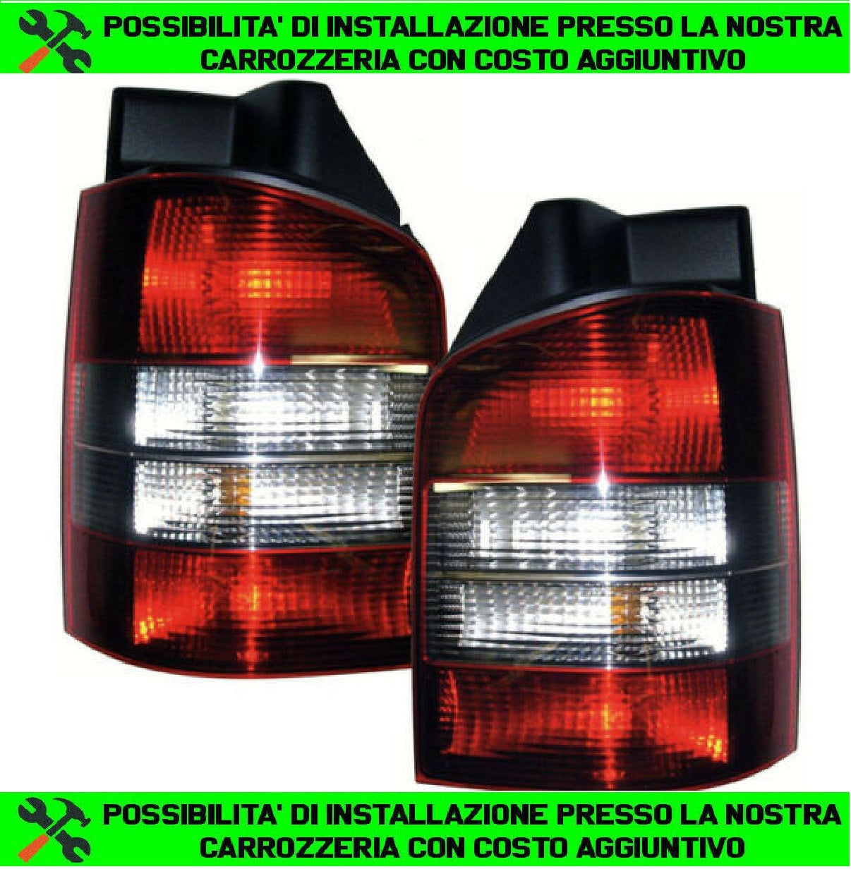 FARI POSTERIORI ROSSO-NERO PER VW T5 BUS / TRANSPORTER 2003-2009
