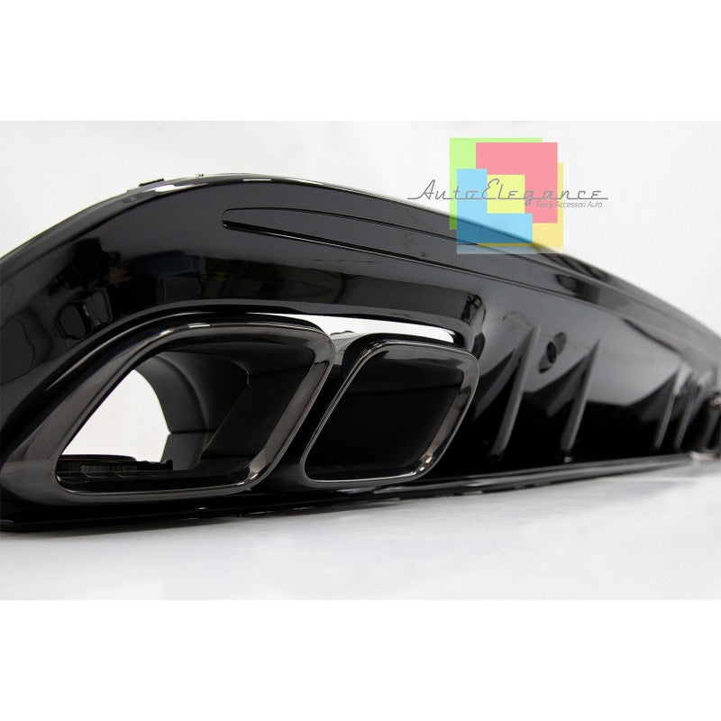 MERCEDES CLASSE C W205 S205 2014-2020 DIFFUSORE POSTERIORE CON TERMINALI LOOK C63S BLACK EDITION