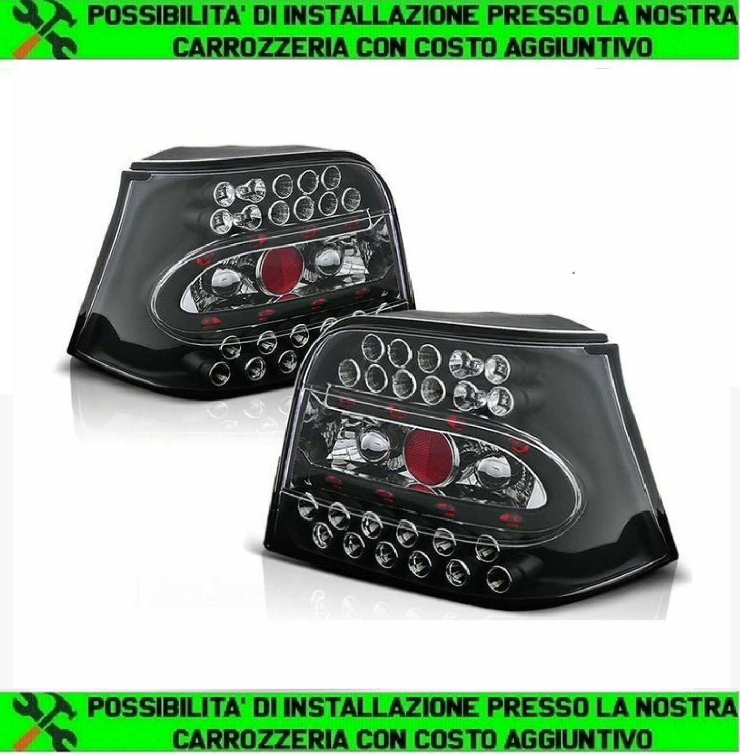 FARI FANALI POSTERIORI LDVW09 VW GOLF 4 1997 1998 1999 2000-2003 HB NERO LED