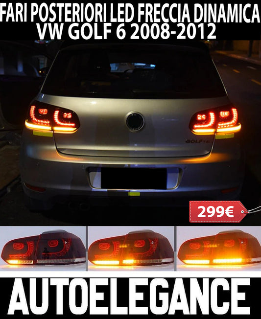 FARI POSTERIORI R20 FULL LED VW GOLF 6 VI 2008 AL 2012 FANALI FRECCIA DINAMICA