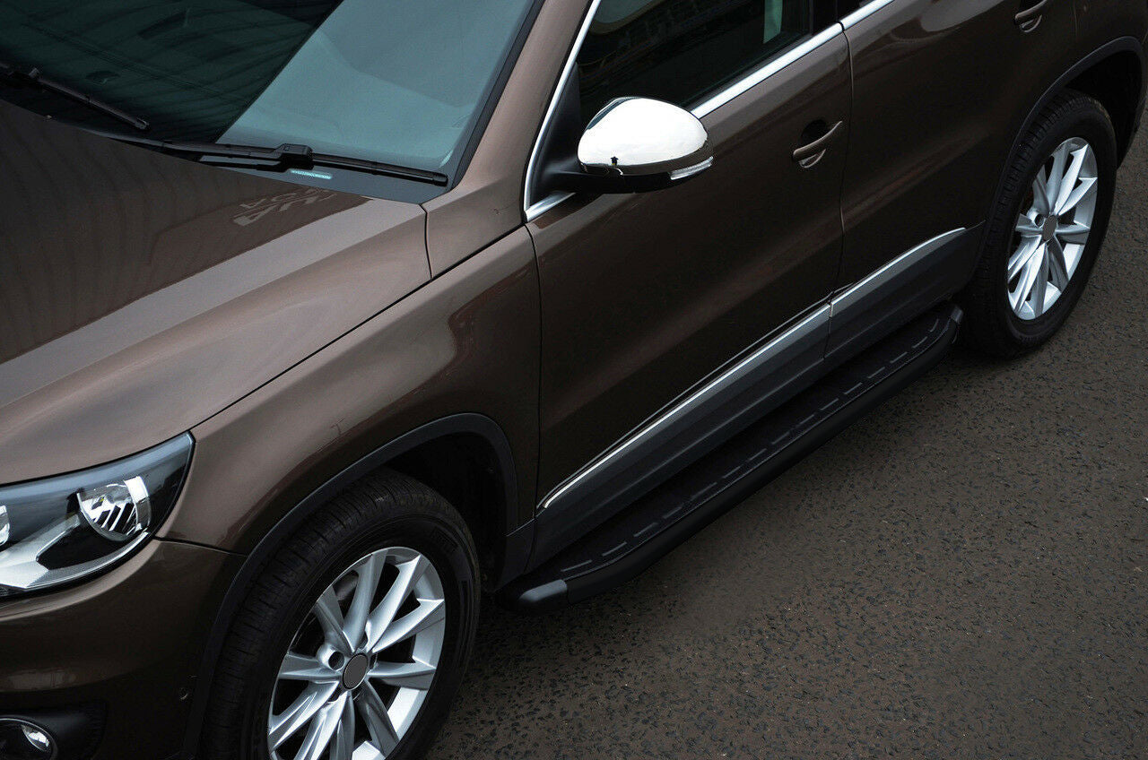 VW TIGUAN 2007-2015 PEDANE LATERALI SOTTO PORTA NERE ALLUMINIO
