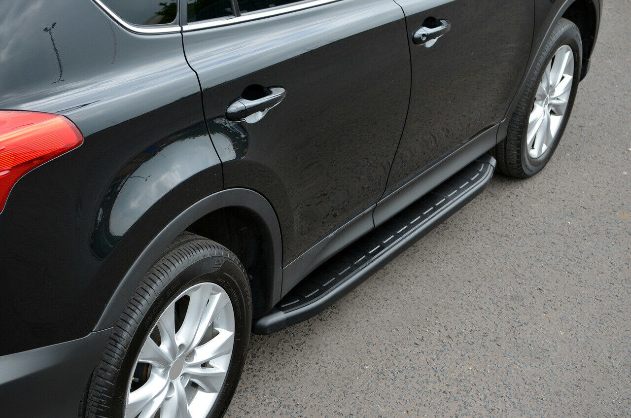 TOYOTA RAV4 RAV-4 2013-2018 PEDANE LATERALI SOTTO PORTA NERE ALLUMINIO