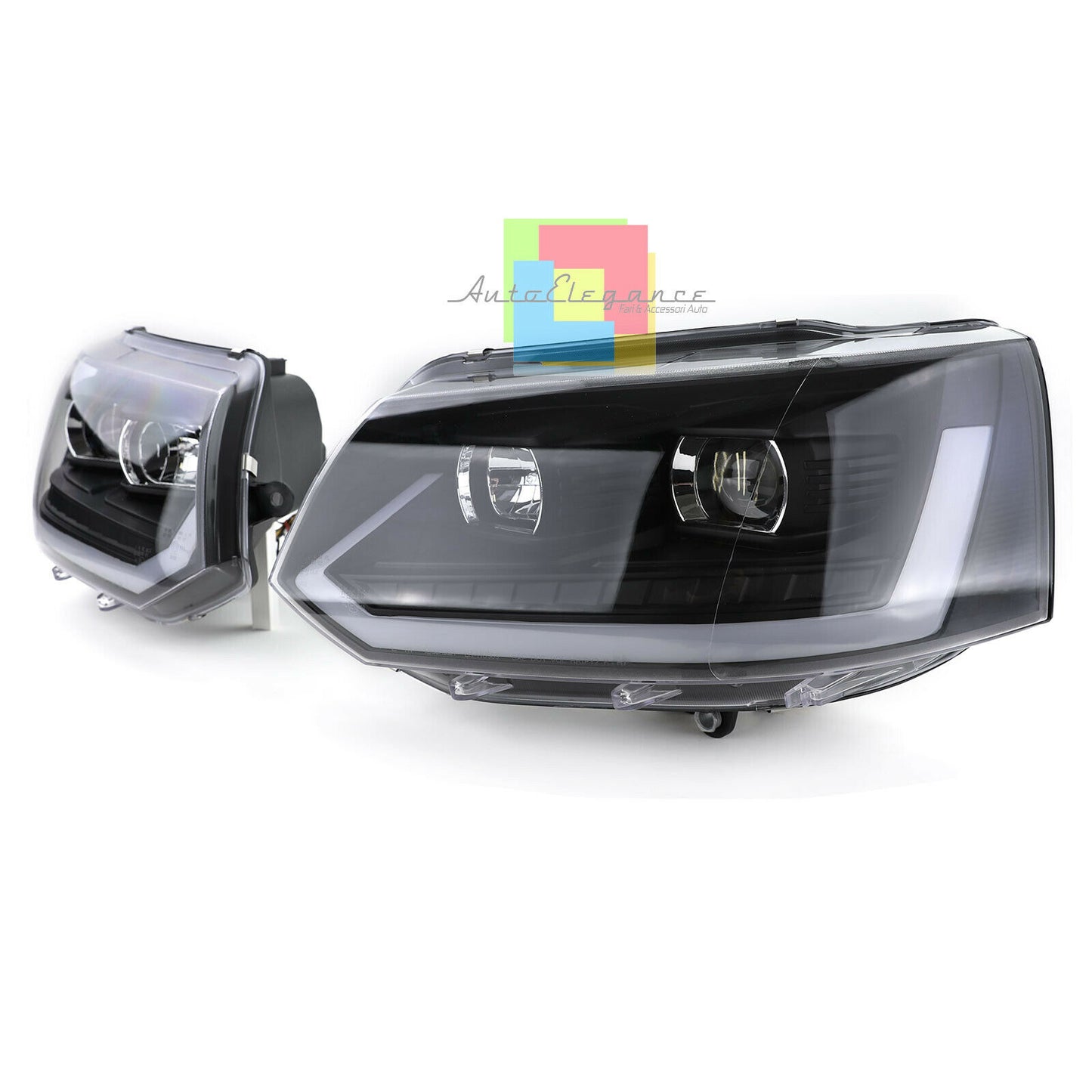 VW T5 TRANSPORTER BUS 2009-2015 FARI ANTERIORI DIURNE LED FRECCIA DINAMICA