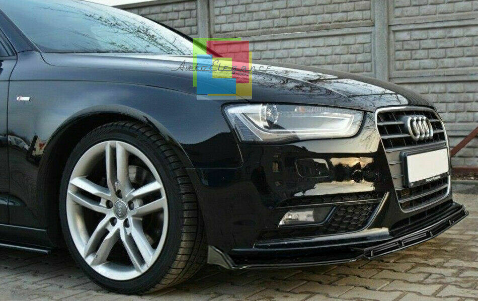 0158 AUDI A4 B8 8K 2008-2012 SPLITTER PARAURTI ANTERIORE NERO LUCIDO LOOK RS AUTOELEGANCERICAMBI