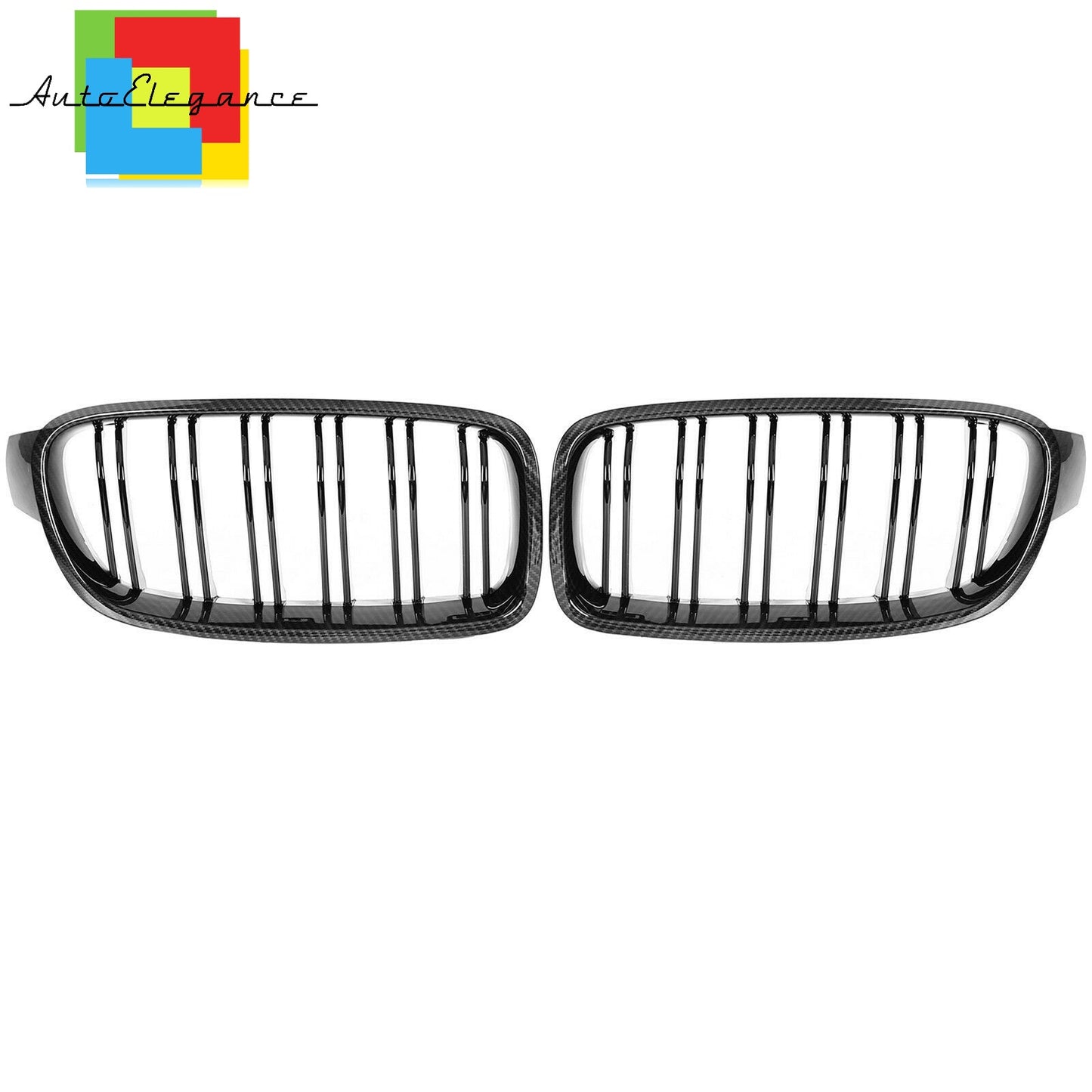 FRONT MUSTACHE GRILLE 3 SERIES F30 F31 F35 CARBON LOOK DOUBLE KIDNEY NEWS