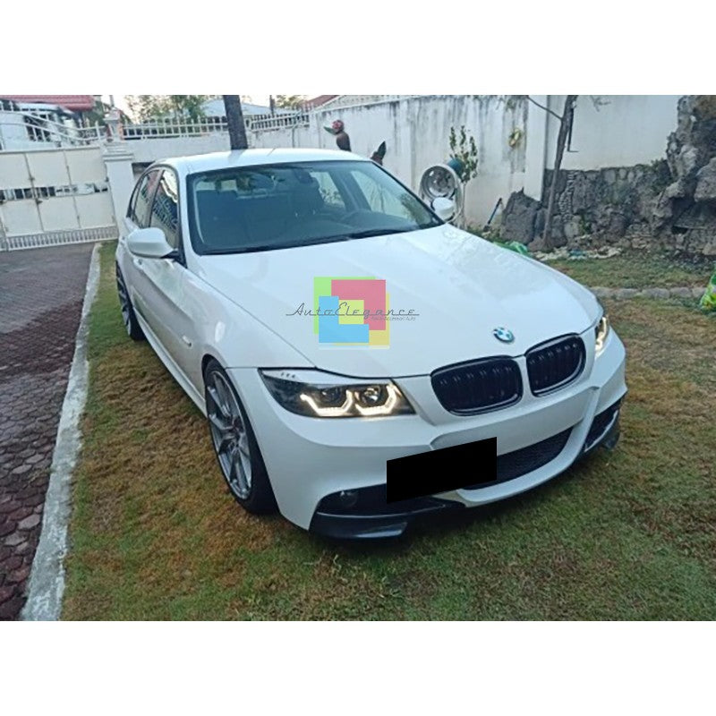 BMW SERIE 3 E90 E91 2004-2011 FARI ANTERIORI NERI CON ANGEL EYES BIANCHI FRECCIA LED AUTOELEGANCERICAMBI