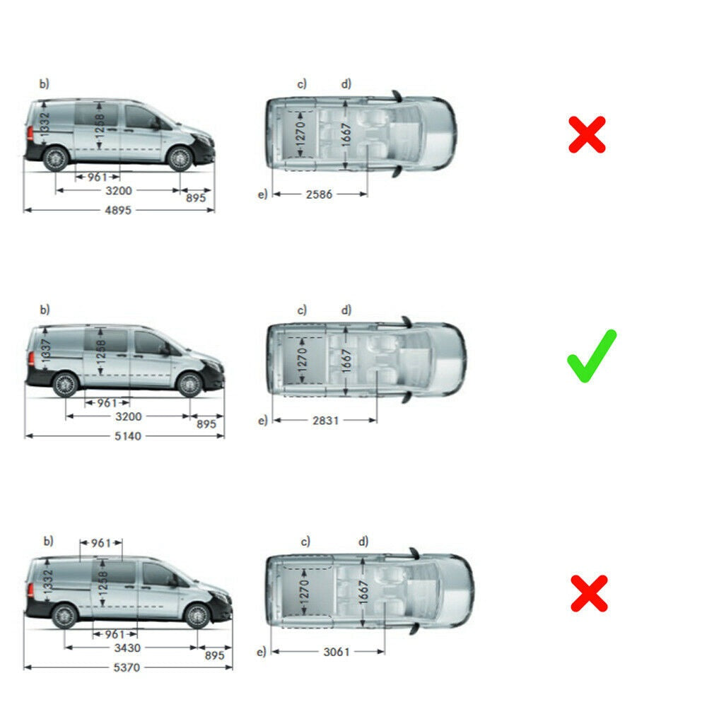 Mercedes Vito W639 W447 2003+ portapacchi in alluminio nero solido passo medio