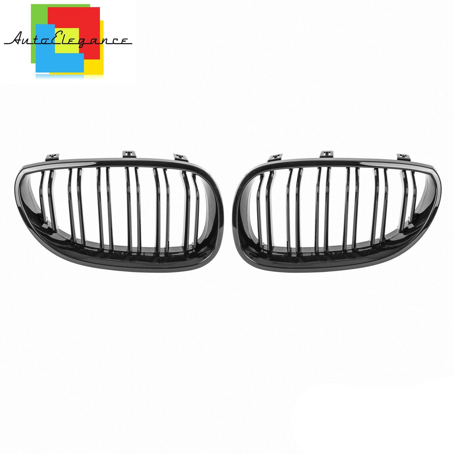 FRONT MUSTACHE GRILLE 5 SERIES E60 E61 M5 2001-2010 GLOSS BLACK LOOK DOUBLE KIDNEY NEWS