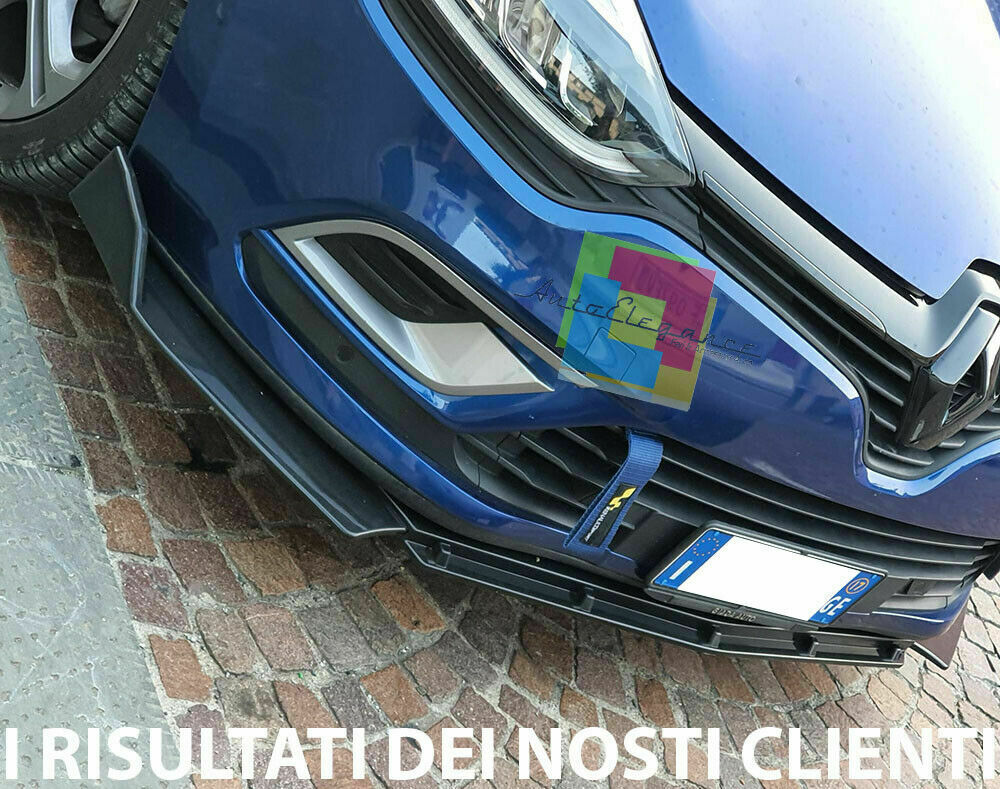 0224 RENAULT CLIO 4 2012-2018 SPLITTER PARAURTI ANTERIORE NERO LUCIDO LOOK RS AUTOELEGANCERICAMBI