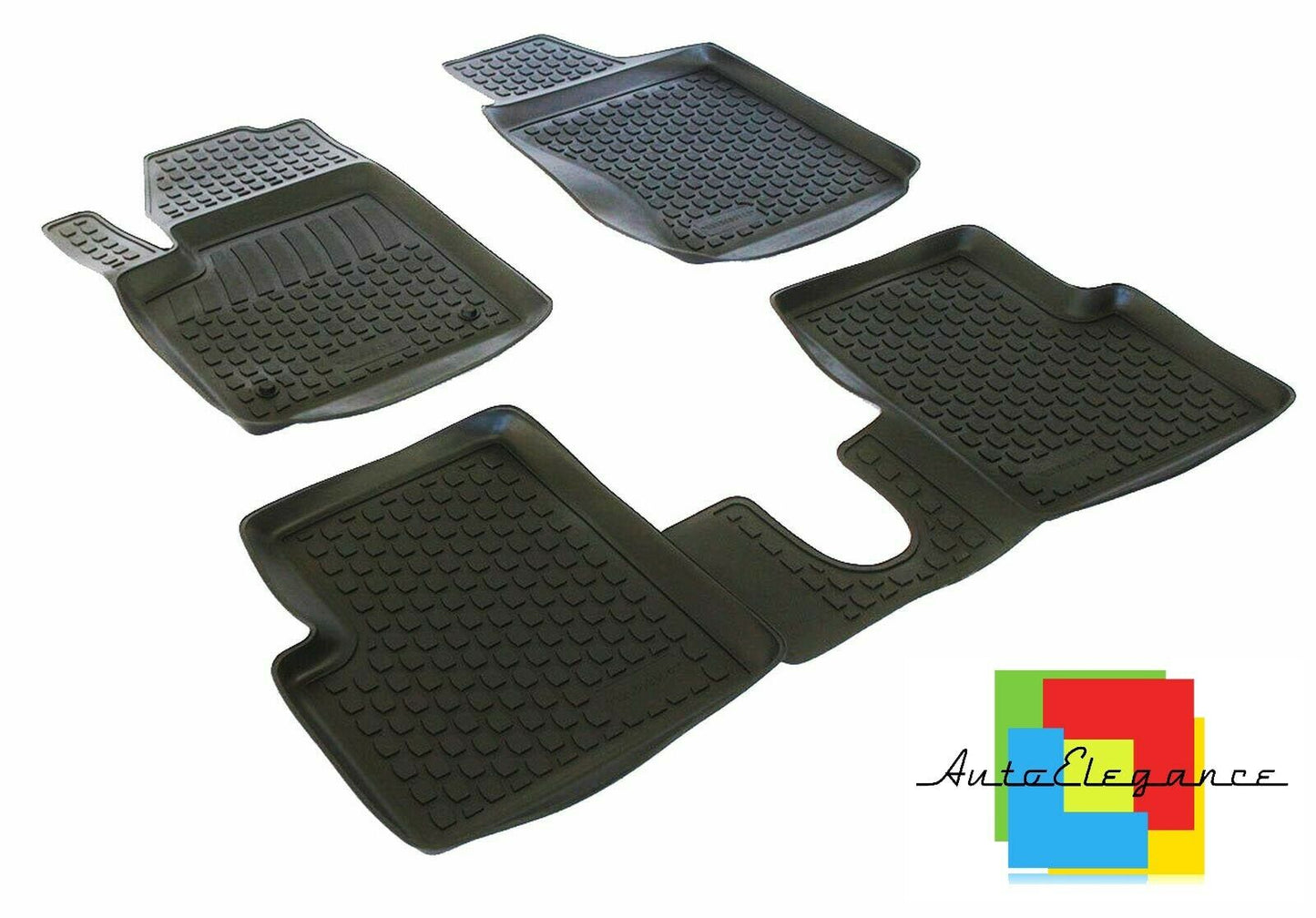 SET OF CUSTOM RUBBER CAR INTERIOR MATS FOR FIAT 500 2007+ -AT-