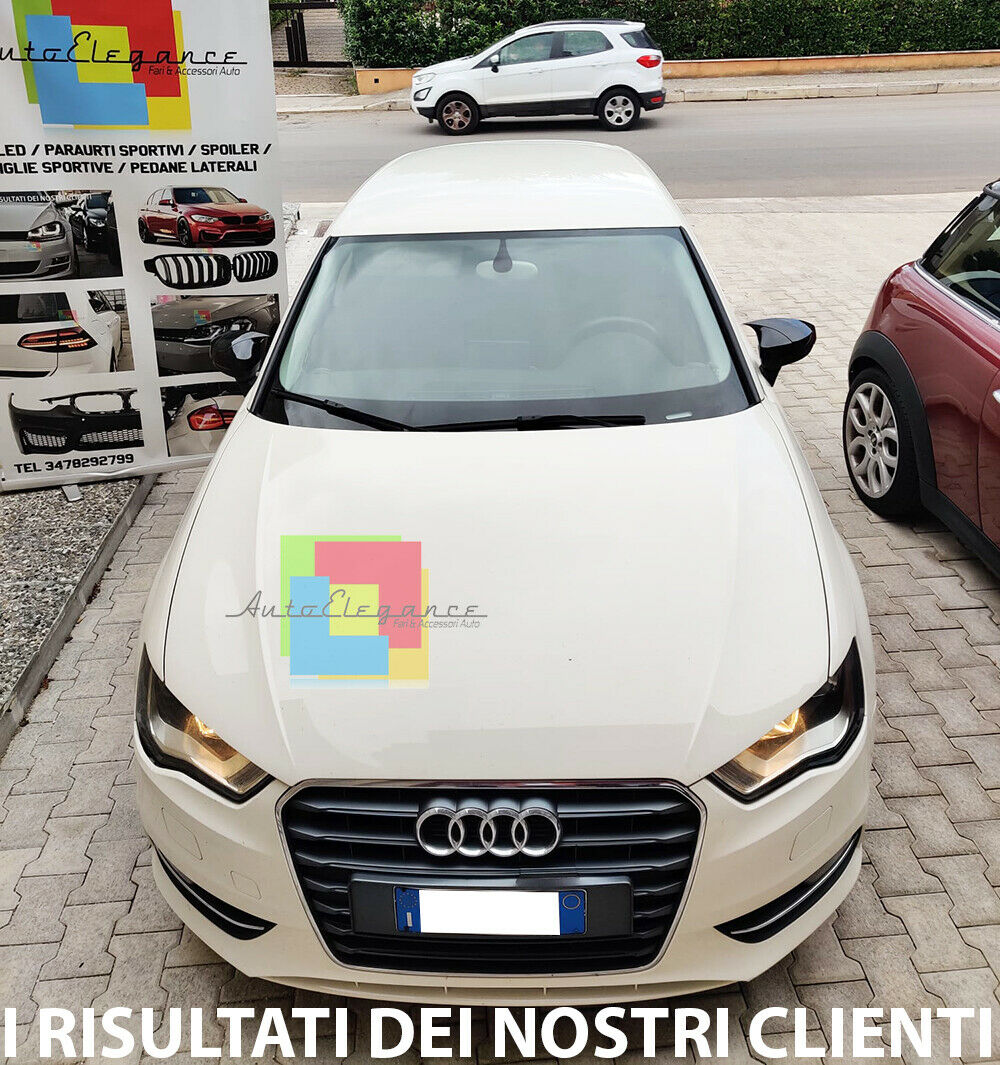 0055 SPECCHI NERO LUCIDO AUDI A3 8V CALOTTE SPECCHIETTI ADESIVE ABS 3M AUTOELEGANCERICAMBI