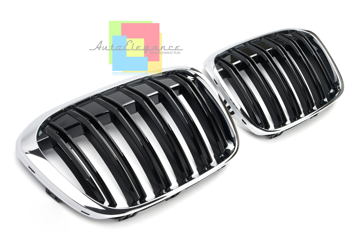 BMW X1 F48 2014-2019 MACHERINE NERE DOPPIA STRISCIA LOOK M ANTERIORI BORDO CROMO AUTOELEGANCERICAMBI