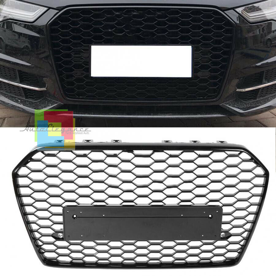 AUDI A6 4G C7 2015-2018 GRIGLIA ANTERIORE CALANDRA RS6 NIDO D'APE NERA - NO LOGO AUTOELEGANCERICAMBI