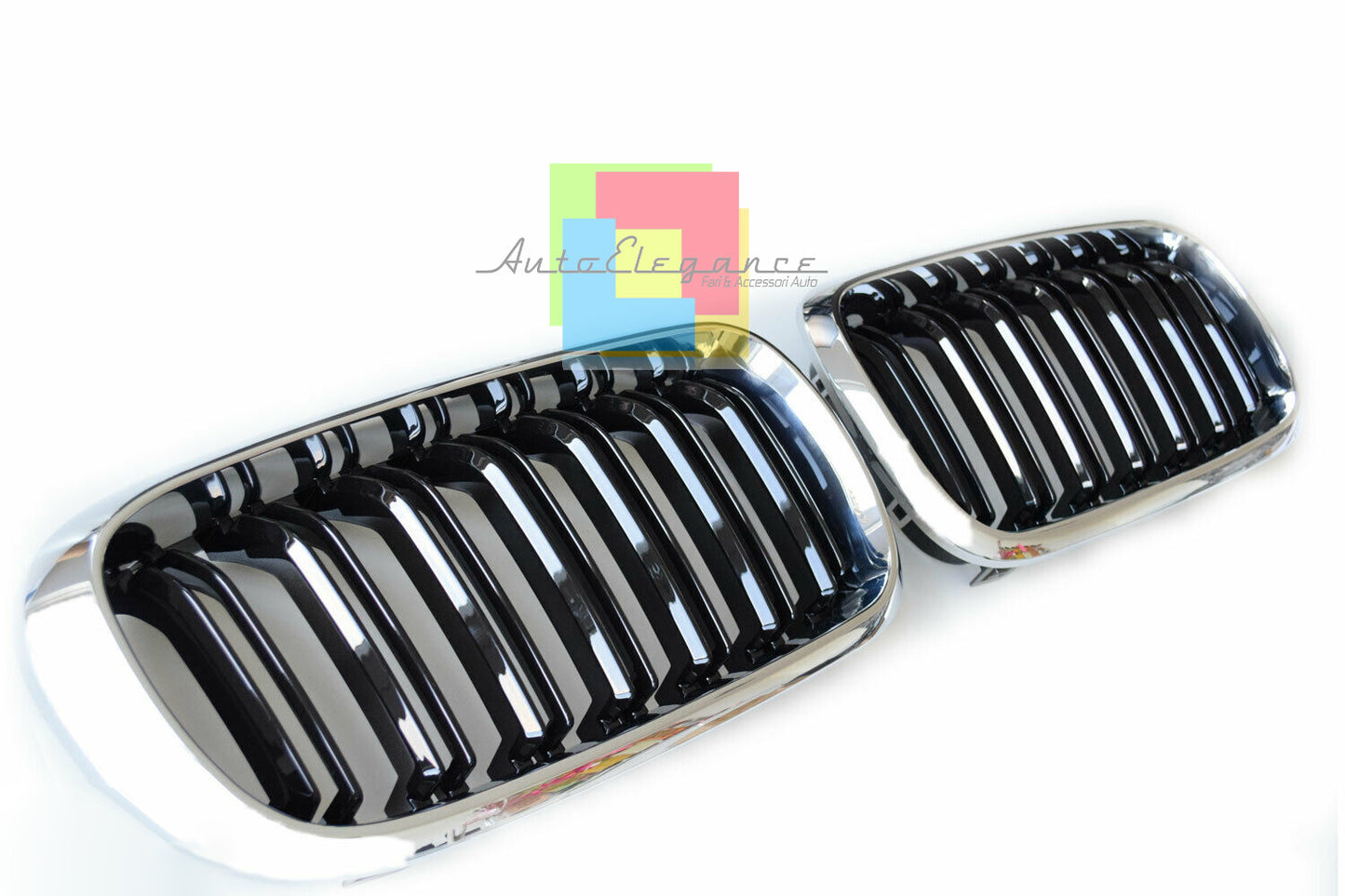 BMW X5 F15 X6 F16 MACHERINE NERE DOPPIA STRISCIA LOOK M ANTERIORI BORDO CROMO AUTOELEGANCERICAMBI