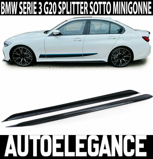 BMW SERIE 3 G20 SPLITTER SOTTO MINIGONNE SPOILER NERO LUCIDO ABS AUTOELEGANCERICAMBI