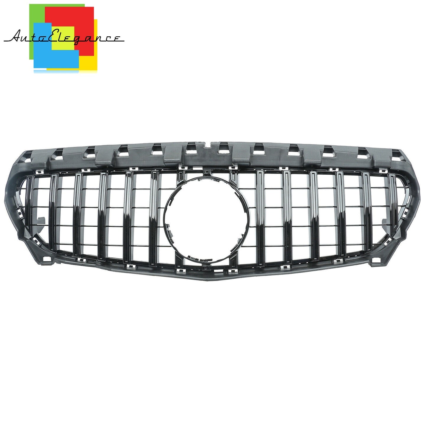FRONT GRILLE CLA C117 A117 W117 GT LOOK GLOSSY BLACK TOTAL BLACK NEWS
