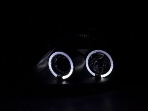 FORD KA 1996-2008 BLACK HEADLIGHTS ANGEL EYES LENTICULAR H1 / H1