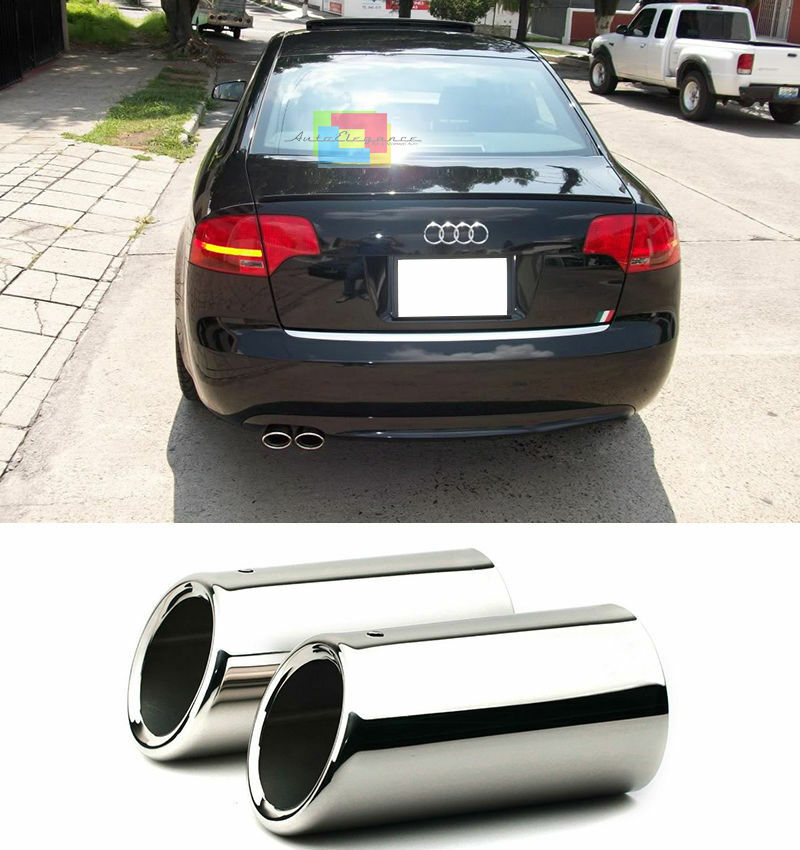TERMINALI DI SCARICO CROMATI ACCIAIO INOX LOOK SLINE PER AUDI A4 B7 2004-2007
